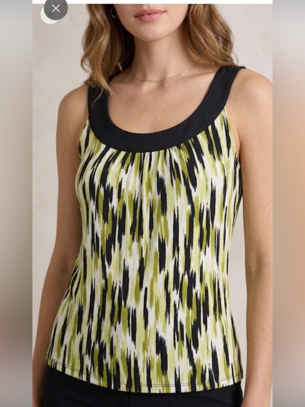 Green black & white‎ tank blouse size L